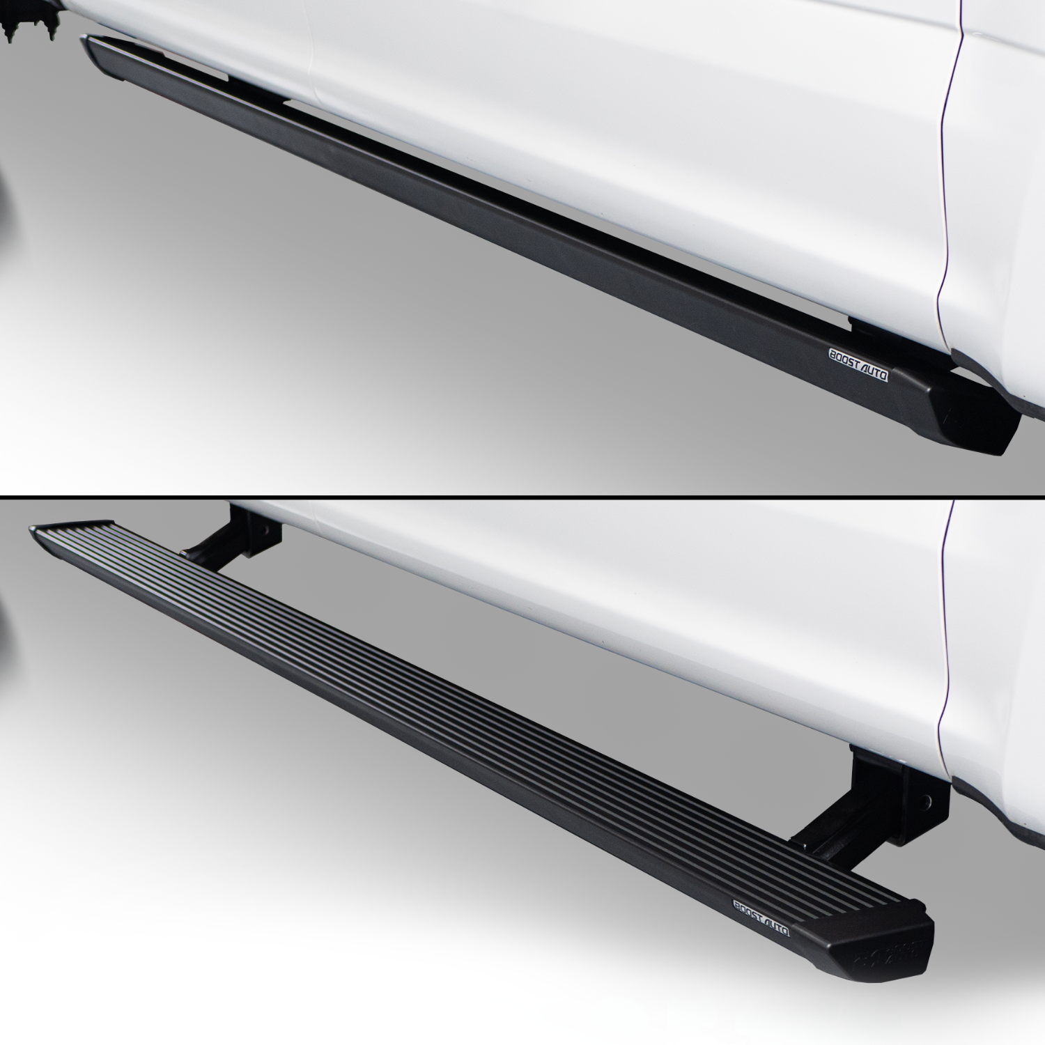 Black Drop Step Running Boards For Ford F150 & Super Duty Trucks (2015-2025) - 83" Carbon Steel