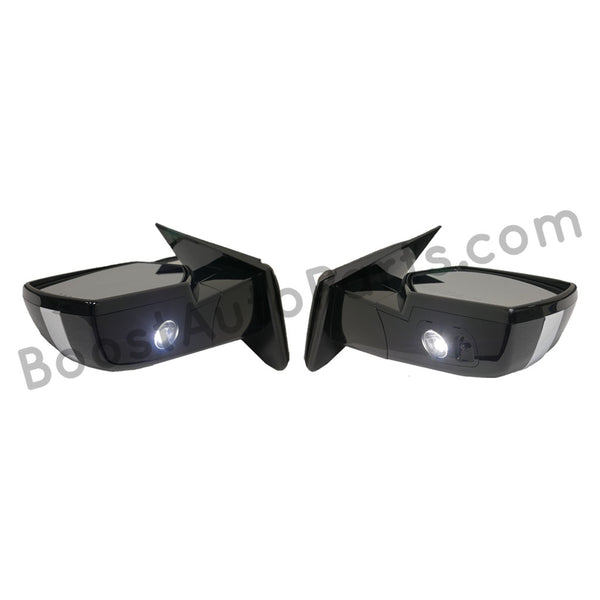 2014 2019 Gloss Black Power Folding Sport Mirrors Boost Auto